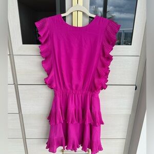 The Impeccable Pig Ruffle Magenta Mini Dress (never worn)